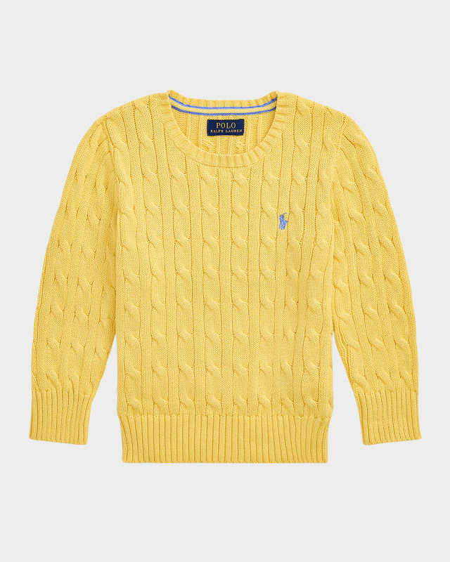 Boy's Combed Cotton Cable-Knit Sweater